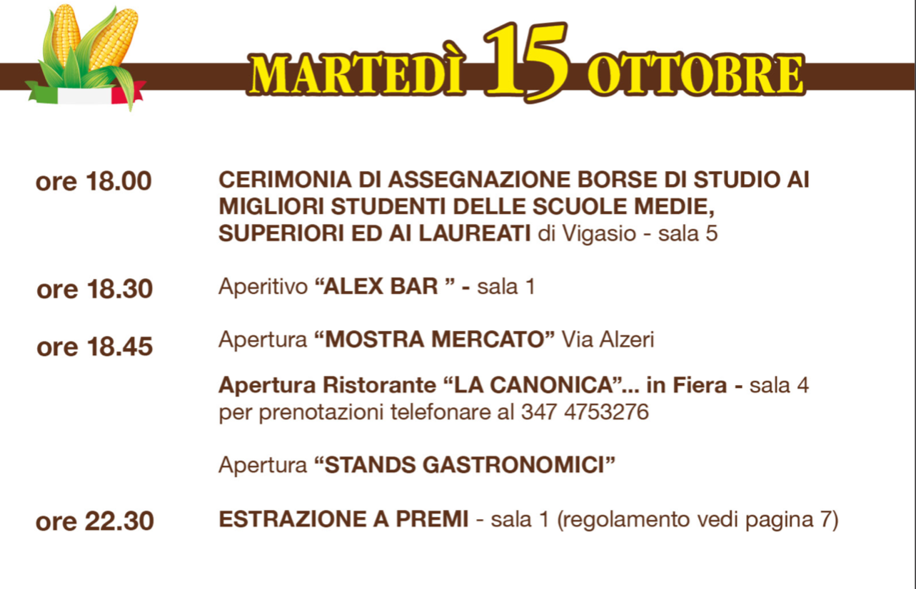 Martedì 15 Ottobre