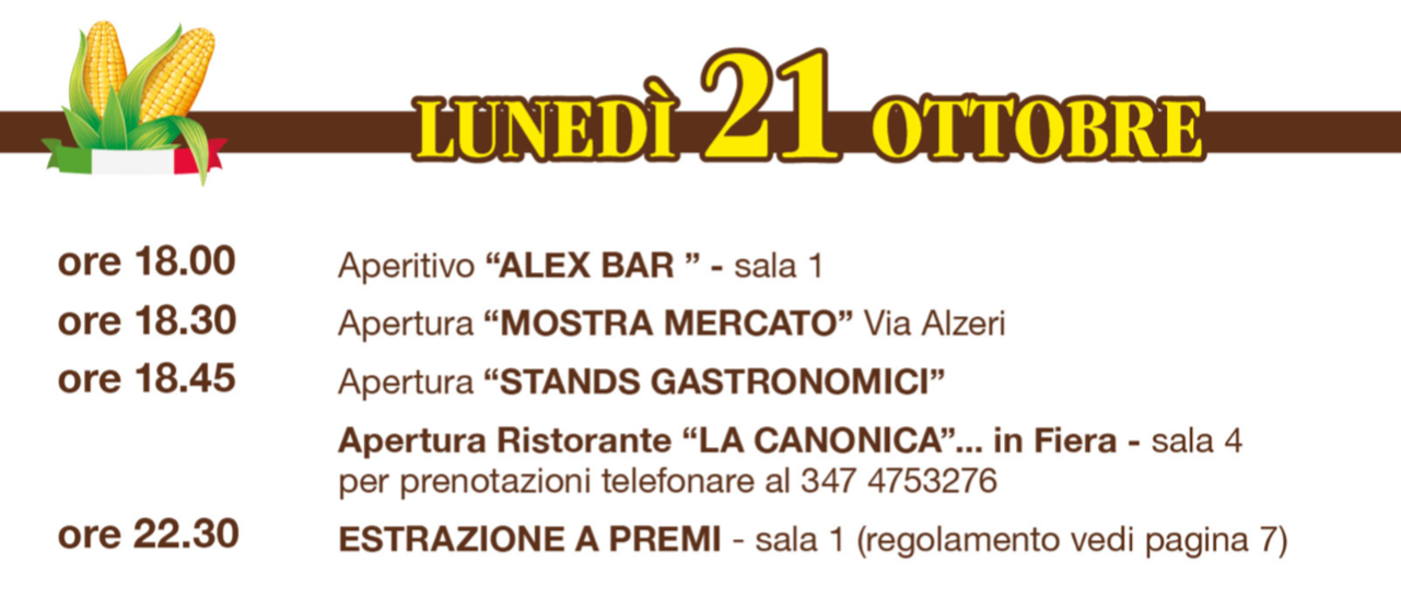 Lunedì 21 Ottobre