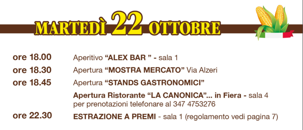 Martedì 22 Ottobre