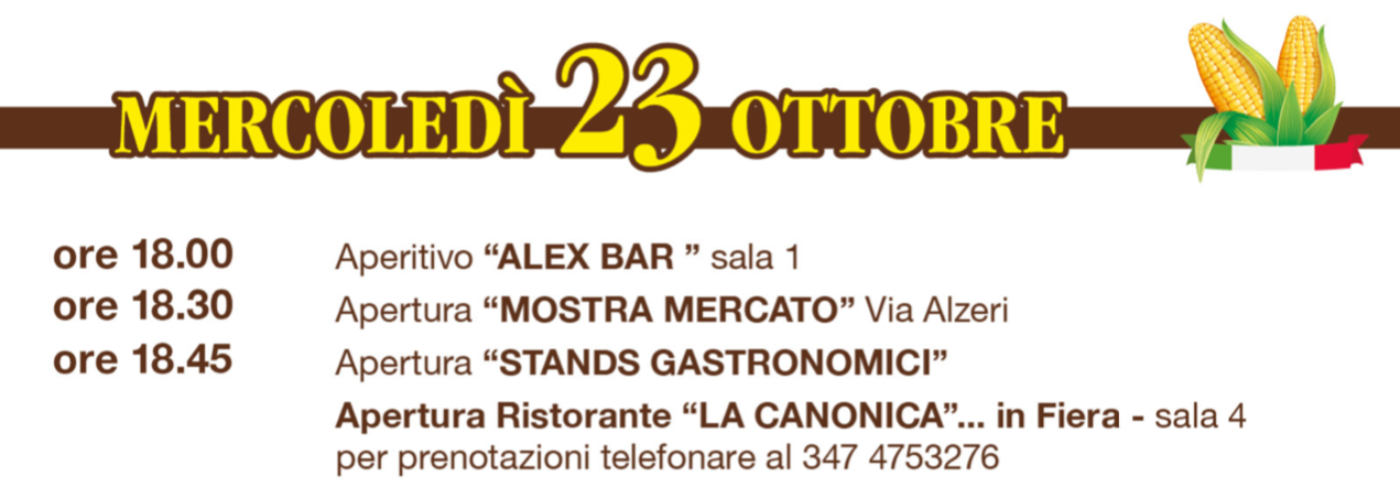 Mercoledì 23 ottobre