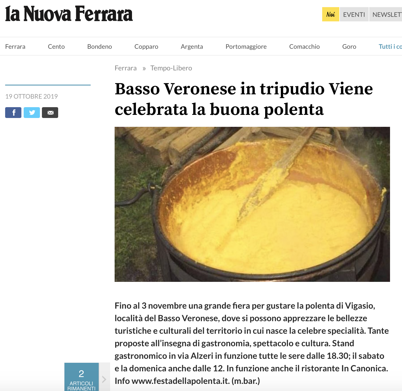 la nuova ferrara fiera della polenta